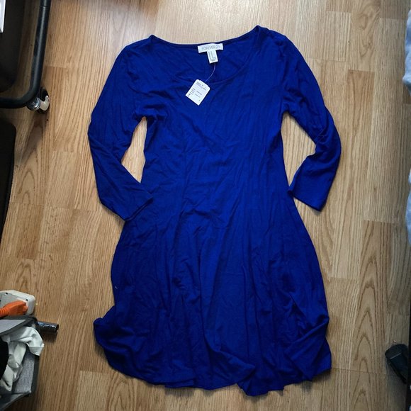 Royal Blue Midi Skater Dress - Picture 1 of 5